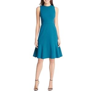 NWT Eliza J 14 Flounce Hem Scuba Sheath Dress Teal Professional Lawyer Office